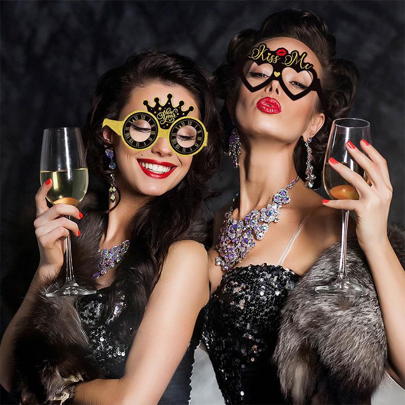 2026 New Year Paper Glasses 6/12pcs Festive New Year's Eve Party Glasses Fun Photo Props Party Eve Decoration Universal Size