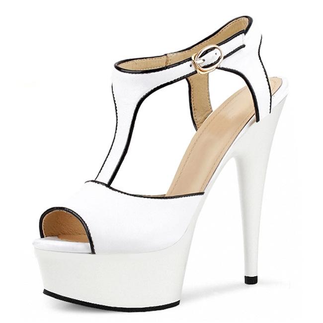 15Cm high heels thin heel waterproof table fish mouth hollow women's shoes, bag heel hate sky high sandals