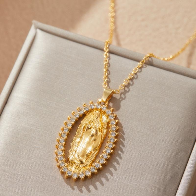 European and American Exquisite Virgin Mary Necklace Zircon Personalized Design Women's Luxury Niche Religious Zircon Gift