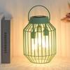 Wrought Iron Solar Garden Lantern - Decorative Outdoor Light for Courtyard and Villa.