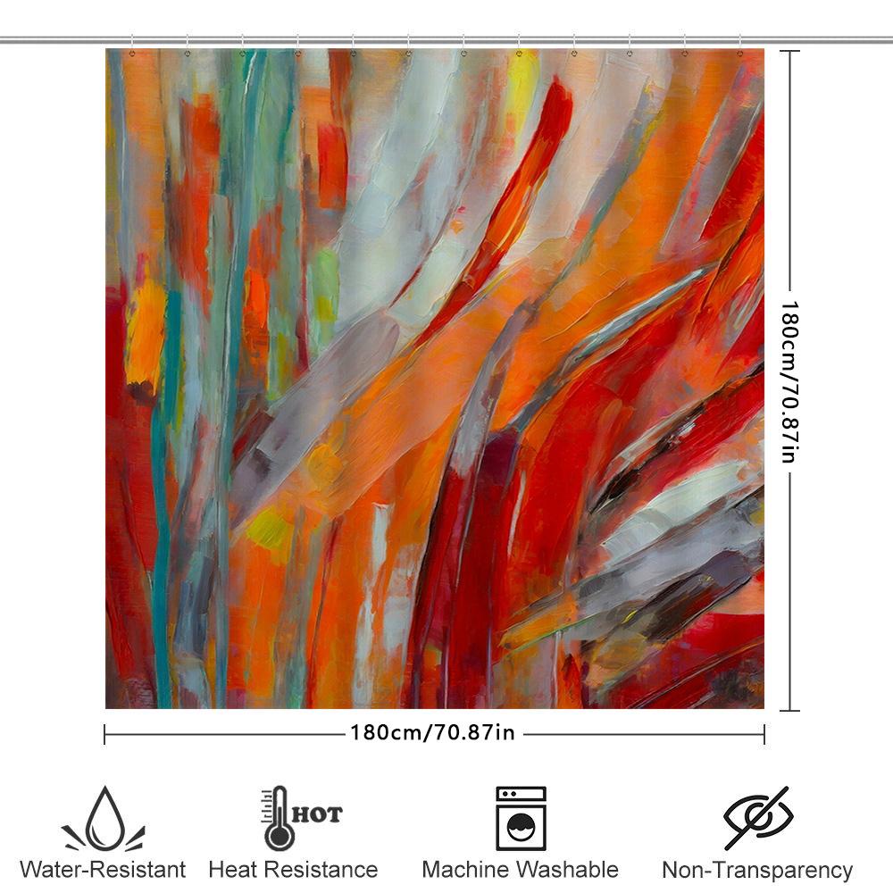 Modern Artistic Shower Curtain Vibrant Abstract Design For Bathroom Decorations In Multicolors 72 X 84 Inches (180X213 Cm) Size
