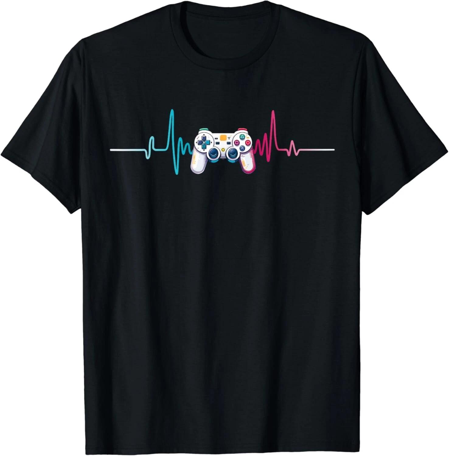 Gamer Heartbeat T-Shirt Funny Video Game Gift Boys Men Gamer Gift Unisex T-Shirt 2XL
