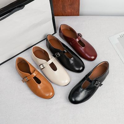 Women's Ballet Flats Non-Slip Walking Shoes PU Leather Ballerina Mary Jane Shoes With Buckle Strap Comfortable Dress Shoes for Women Mary Jane Shoes