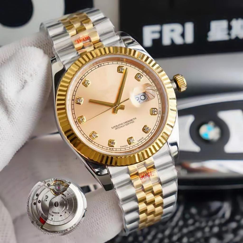 Orologio Automatico da Uomo Meccanico Sportivo Acciaio Inossidabile 904L Cinturino Lancette e Quadrante Luminescenti Dettagli Dorati 41mm