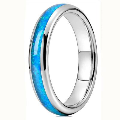 Gabe Jewelry 4mm Arc-Edge Blau Aufkleber Mode Ring