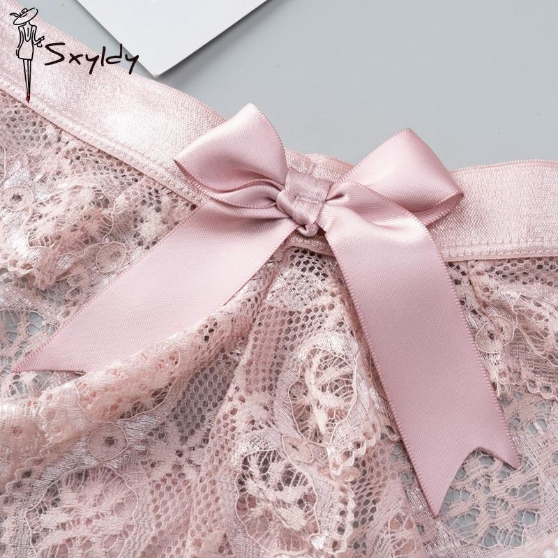 Damen Spitze Transparent Höschen Sexy Low Waist Unterwäsche Nahtlose Schleife Hohl Tanga