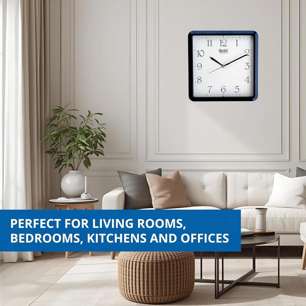 Plastic Step Movement Wall Clock (Blue, 9 Inch) - Analog