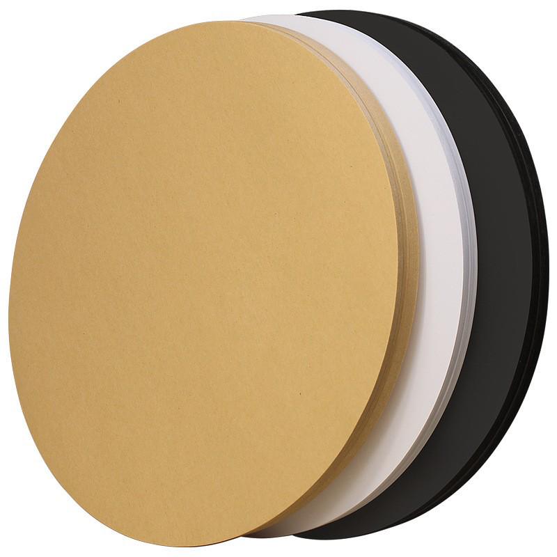 Round Cardstock Pack: White, Kraft, and Black for Kids' Art and Crafts.
