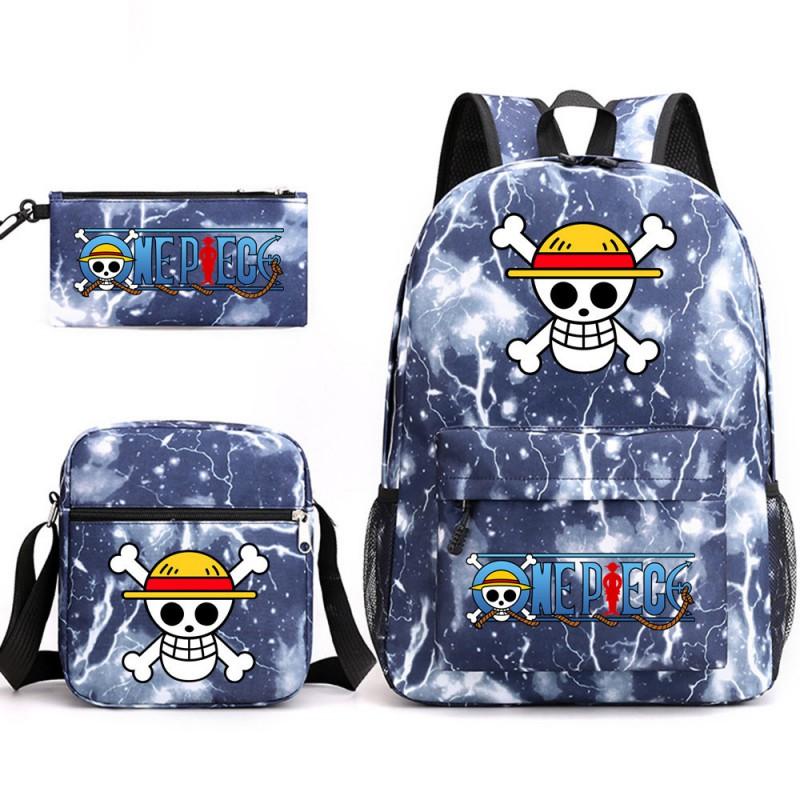 One Piece Anime Backpack Kids School Use Large Capacity Oxford Fabric Dual Shoulder Bag With Padded Straps