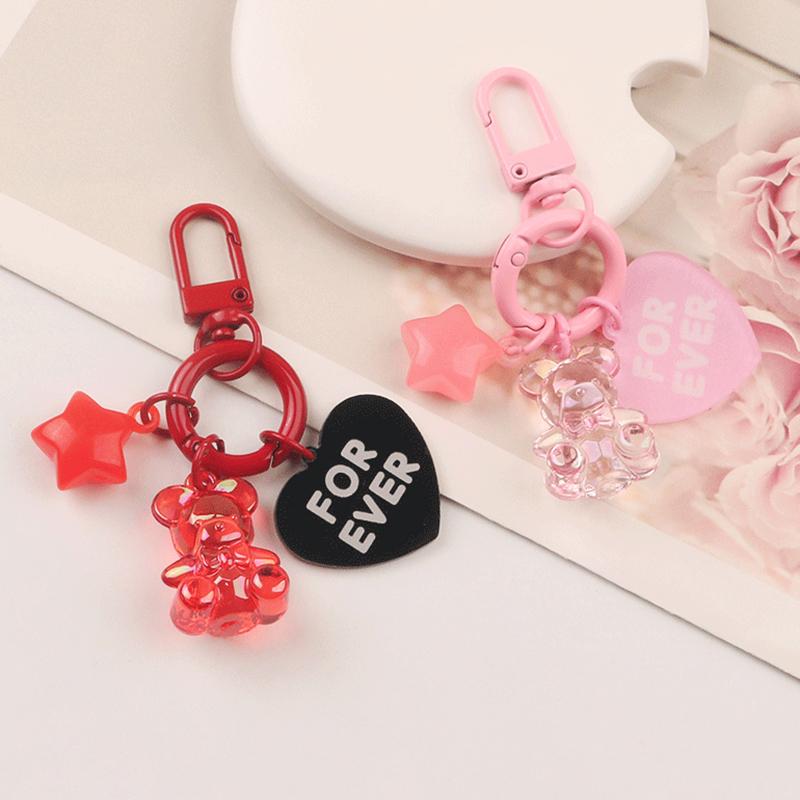 Cartoon Bear Animal Star Keychain Key Ring For Friend Cute Creative Bag Car Earphone Box Pendant Key Accessories Bag Pendant