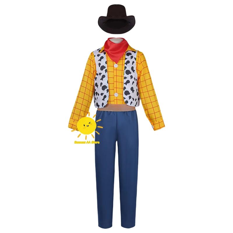 BEAST KINGDOM Anime Bo Peep Woody Cosplay Costume  Cosplay Cowboys Woody Suits Vest Hat Cape Halloween Party Cos Ad#1#W