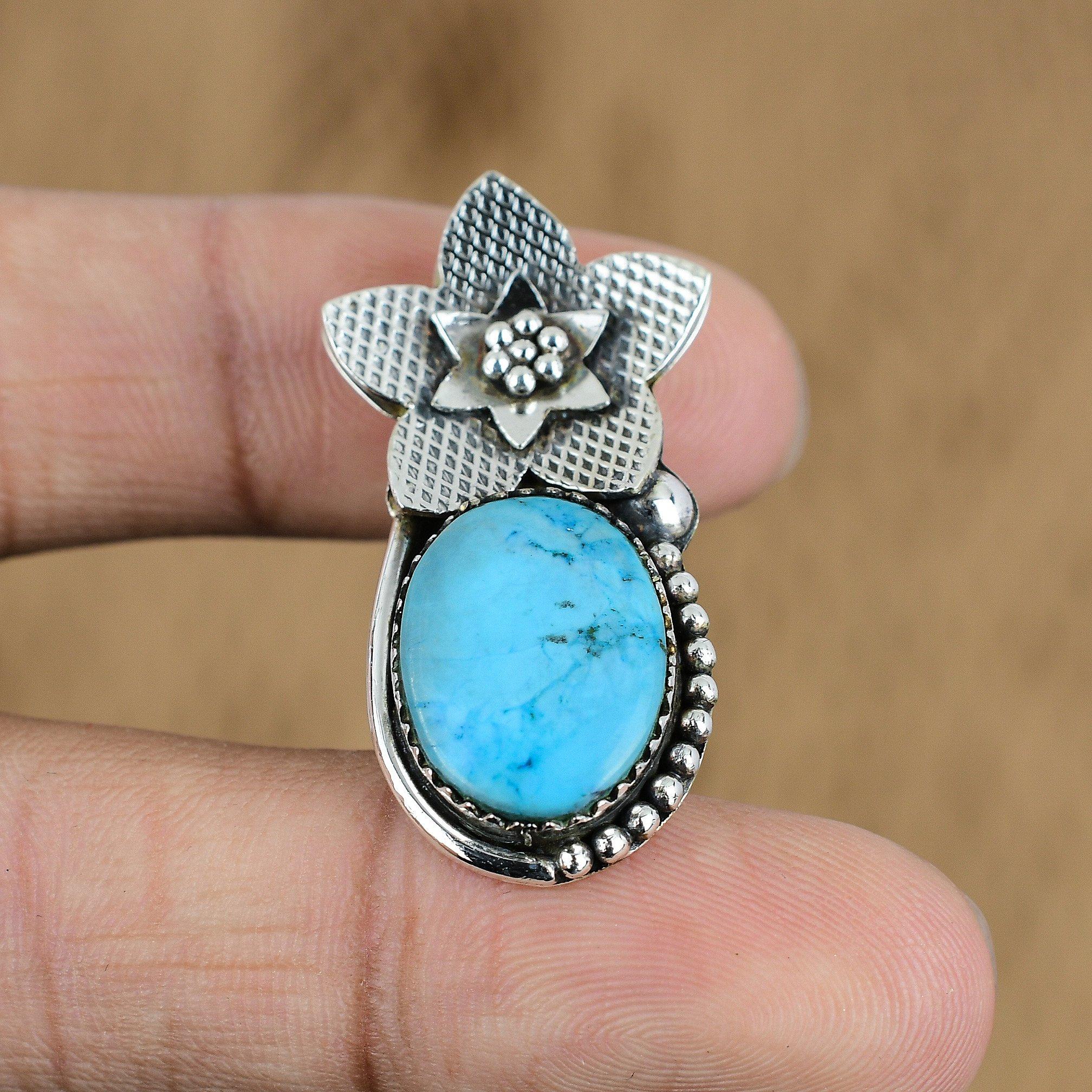 

Gift For Women Pendant Flower 925 Silver Natural Arizona Turquoise Gemstone