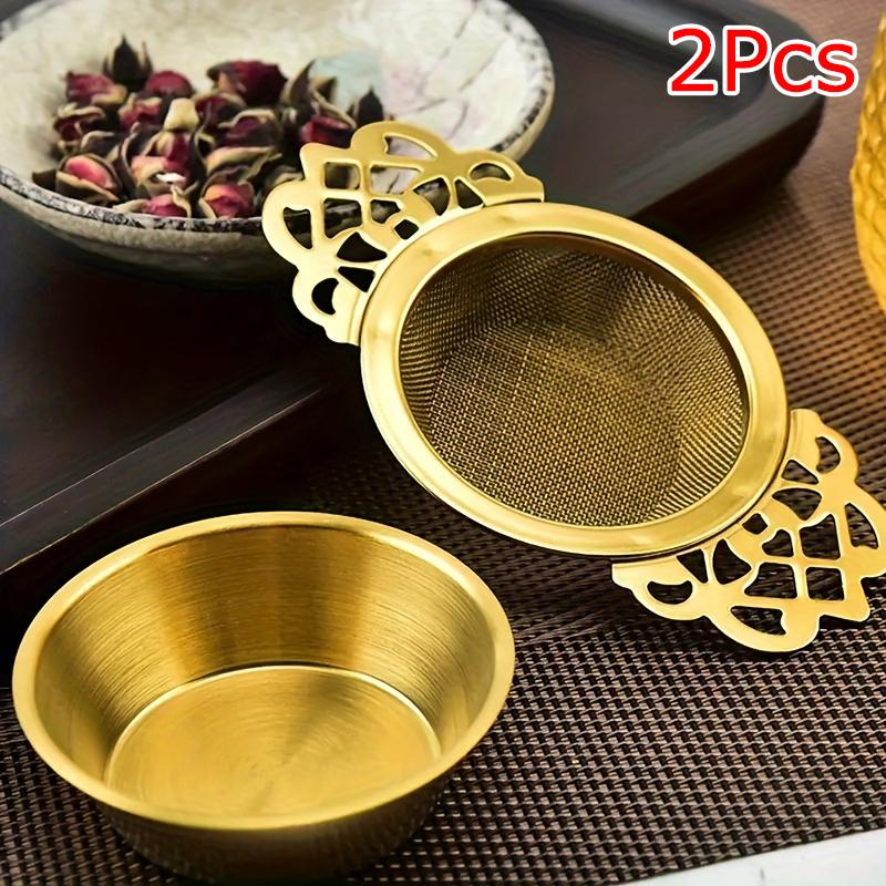 Patterned Ear Handles Environmentally Friendly Stainless Steel Durable Fine Filter Family Tea Strainer Filter