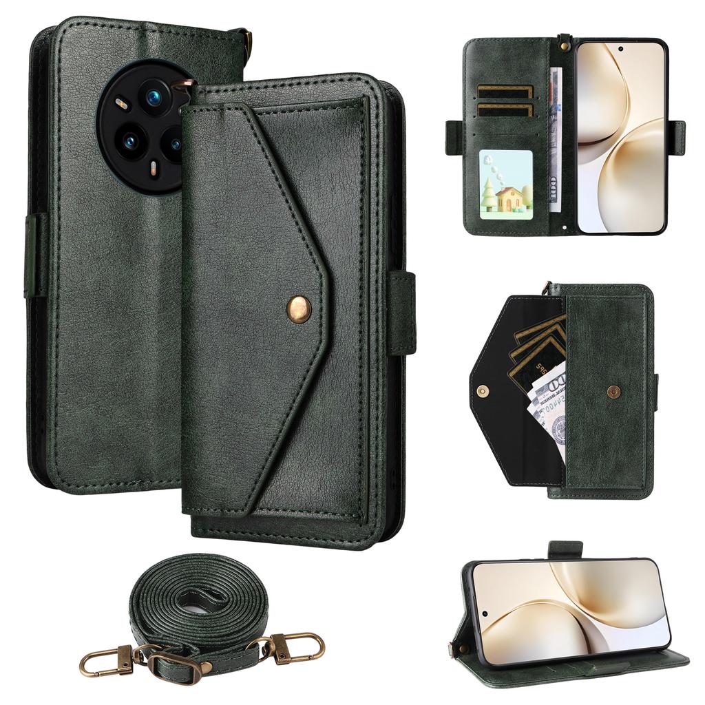 Für Realme 14 Pro+ 5G Lederhülle Magnetverschluss Brieftasche Ständer Handyhülle mit Umhängeband