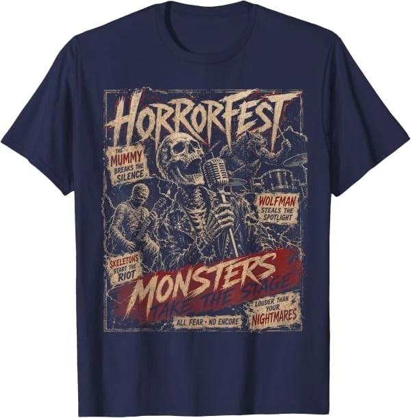 Vintage Halloween Horror Poster Shirt Retro Horrorfest Music T-Shirt