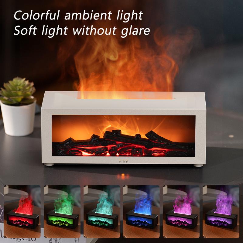 Fireplace Aroma Diffuser 300ml 7 Color Flame With Remote Control Cool Mist Humidifier Auto ShutOff Timer For Home Office