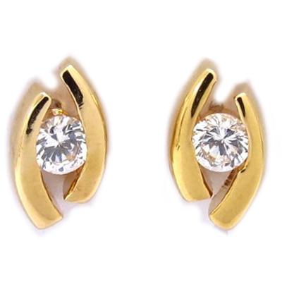 [B7580] - Vergoldete Ohrringe 'Tanzende Steine' Weiß