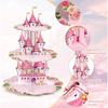 3 Tier Princess Birthday Cupcake Stand Party Decorations Floral Princess Cupcake Holder Pink Castle Crown Carriage Dessert Tower