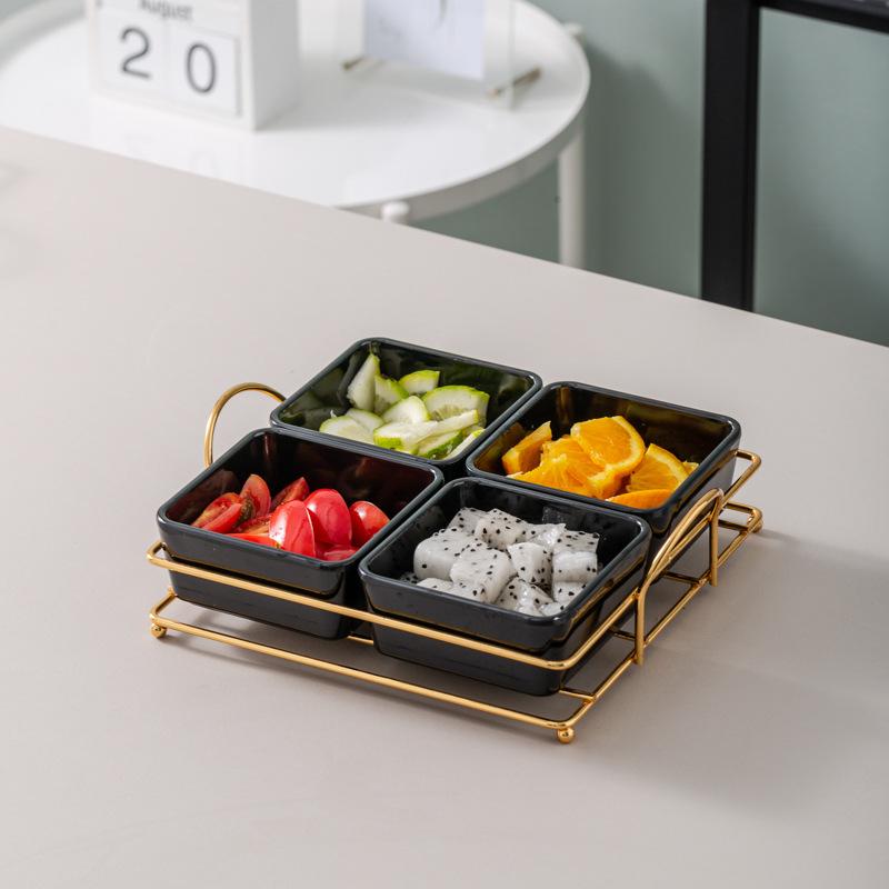 Ktv Clubhouse Fruit Plate Melamine Bar Muscle Foot Four Or Six Gongge Snack Plate Grid Barbecue Cold Vegetables Snack Plate Plate Plate