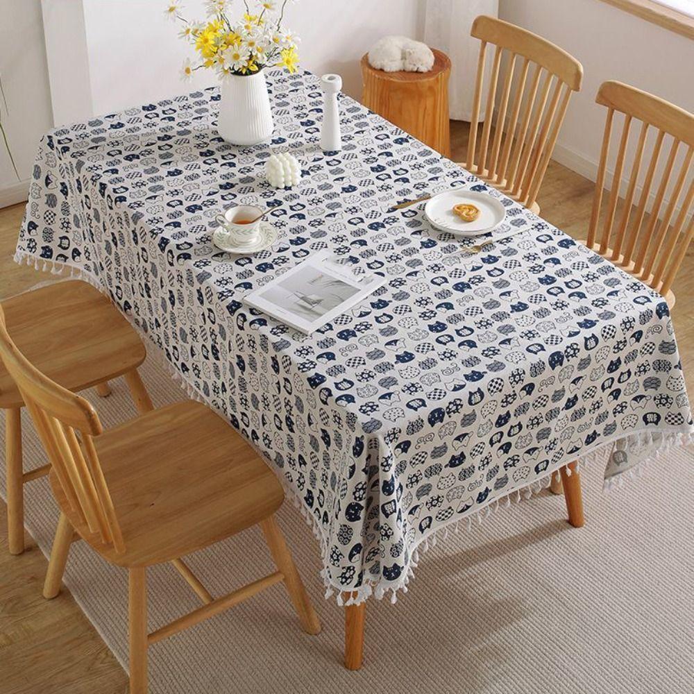 with Tassel Bohemian Tablecloth Anti-slip Table Cover Placemat Ethnic Tablecloth  Dinning Room