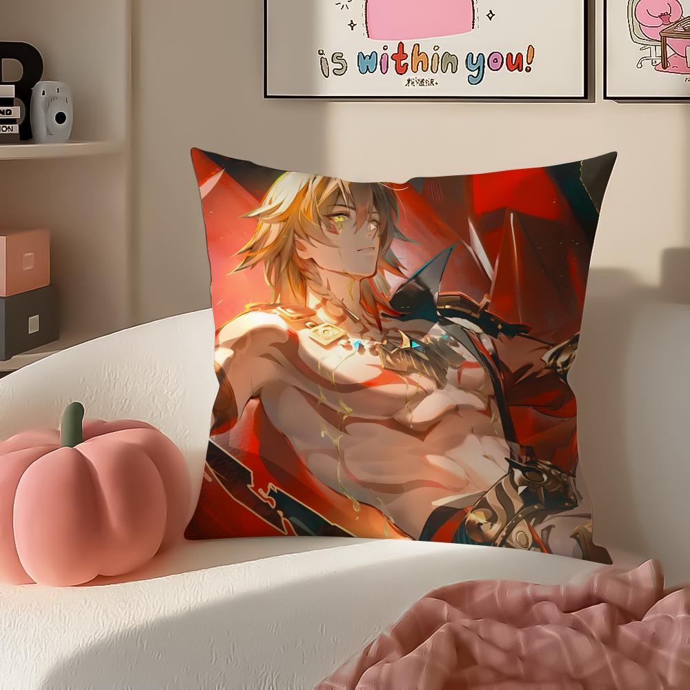Honkai Star Rail MMydei Cushion Cover Pillowcase Short Plush Invisible Zipper Room Sofa Cushion Cover
