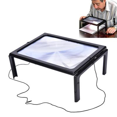 Lupa de lectura con luz LED, manos libres, tamaño A4, 3 aumentos,