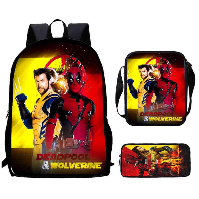 Mochila Escolar Infantil de Deadpool y Wolverine con Tejido Oxford Ligero para Estudiantes de Primaria