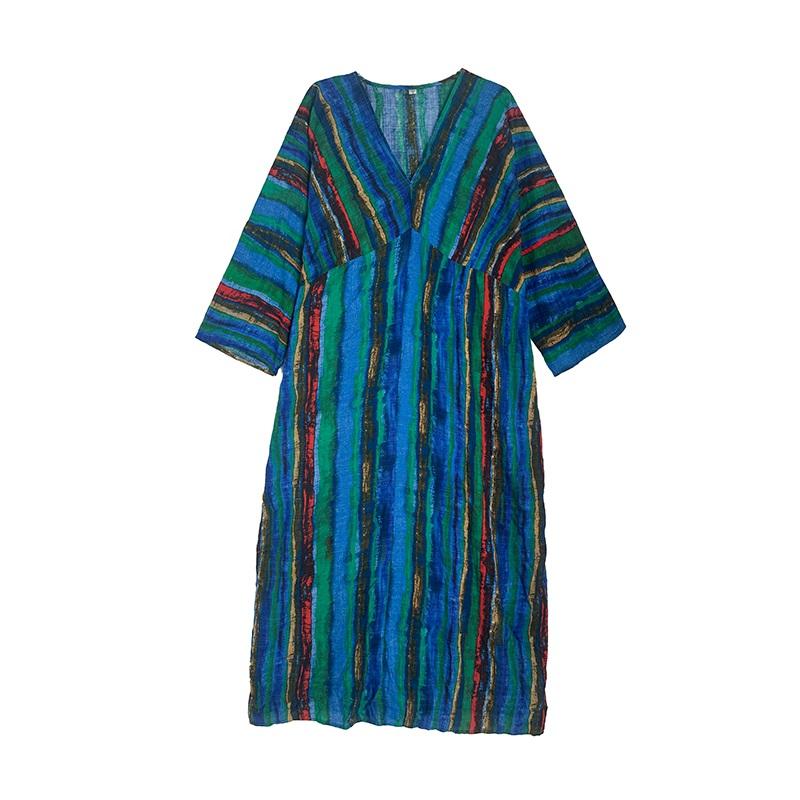 Sukienka bawełniana z długim rękawem plus size w stylu vintage w paski, nowość, sukienki dla kobiet, casualowa, luźna, maxi, sukienka wiosenna jesienna