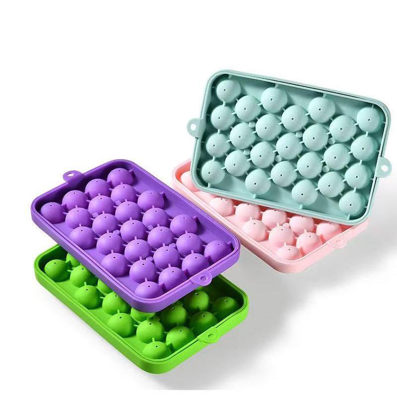 

25-Cavity Round Heart-Shaped Silicone Ice Ball Mold, Handmade Soap Mold, Food-Grade Small Sphere Ice Cube Tray Round фіолетовий