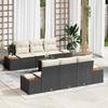 7 Piece Garden Sofa Set with Cushions Black Poly Rattan