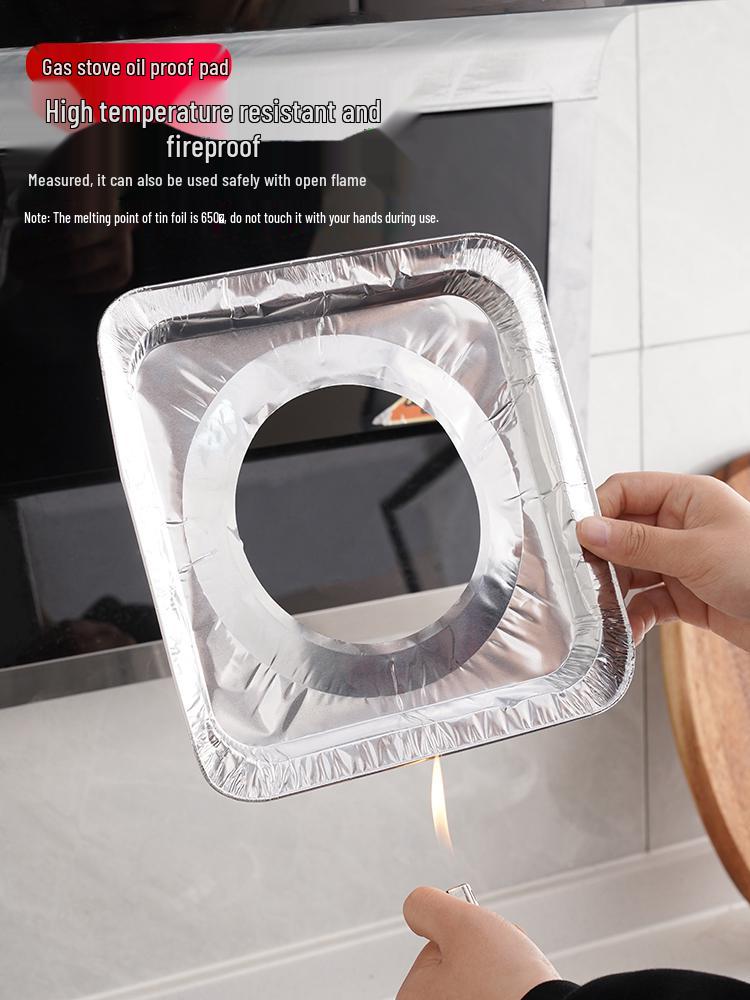 Oil-Proof Gas Stove Foil Mat - Round, Thickened Stovetop Protector Pad & Sticker Gasket