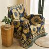 Blue Sunflower Sofa Throw: Single-Seater Sofa Cover, Reversible Sofa Throw, Versatile Casual Blanket for Sofas and Cushions