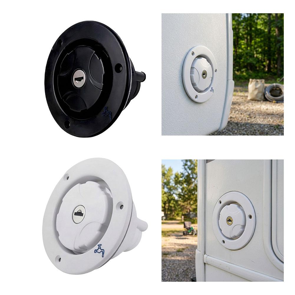 RV Freshwater Inlet with Mechanical Locking System and Sealing Ring Optimized for and Travel Environments RV Freshwater