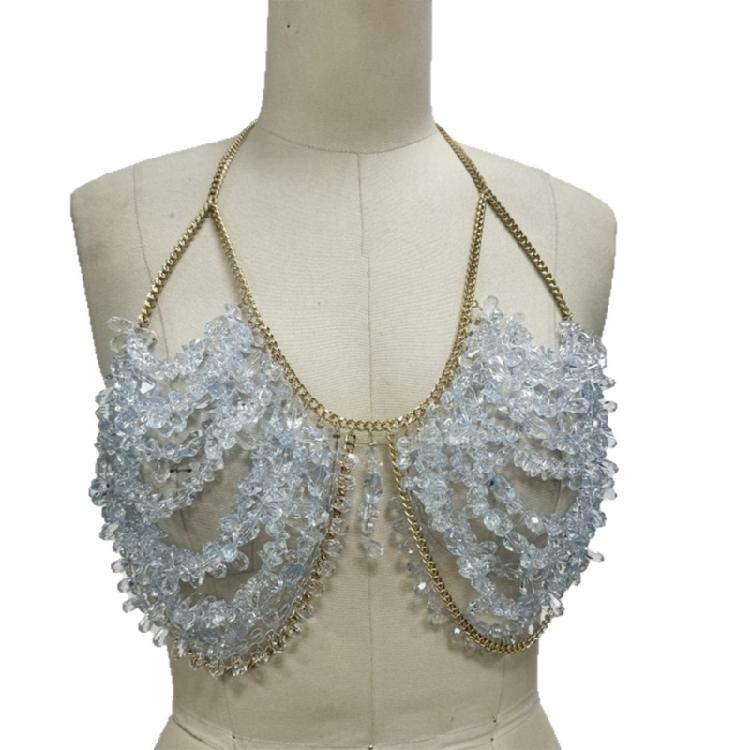 

Beaded Body Chain Bra Multilayer Beads Chest Chain Body Accessories Jewelry for Women Girls Nightclub Raves Body Jewel 1