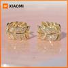 Huitan Literary Fancy Leaf Hoop Earrings with Shining Cubic Zirconia for Lady Party Wedding Engagement Graceful Accessories