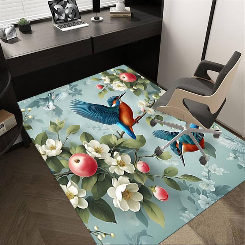 

1PC Birds Flowers Non-Slip Floor Carpet Compatible for Office&Living Room&Bedroom&Dining room - Flat- Soft & Pattern, Vibrant Colors-W273 60cm by 90cm