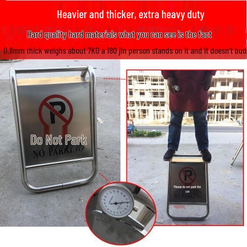 HANDUNYOU Stainless Steel No Parking Warning Sign