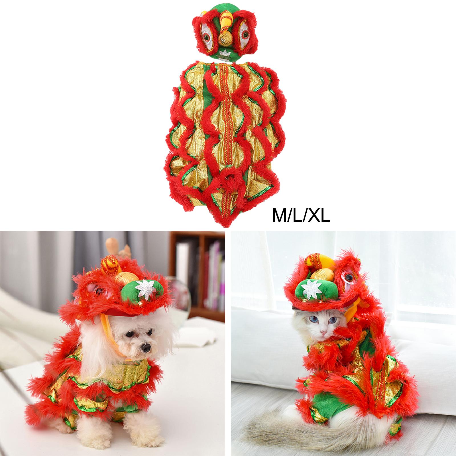 

Fun Hoodies Coat Chinese New Year Lion Dance Pet Costume, Stylish Outfit for Furry Friend for Holiday Stage Performance Cosplay M