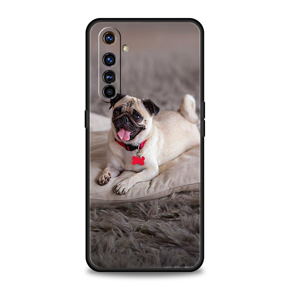 Cute Pug Dog Phone Case For Realme 12 11 10 9 8 5G 7 6 GT5 GT3 GT2 Pro Plus C21 C11 C25 C35 For Realme GT Neo 2 3 3T 5 Cover