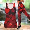 Heart Shaped Pattern Print Yoga Outfit for Women Fashion Workout Leggings Fitness Sports Casual Yoga Set Sports Suit Valentine's Day Exclusive