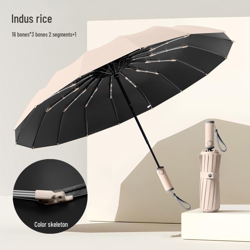16-Rib Automatic Folding Morandi Color Umbrella with UV Protection