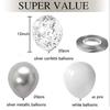 Metal Silver White Confetti Chrome Metallic Globos Party Balloons Arch Garland Kit Birthday Decorations Supplies Wedding