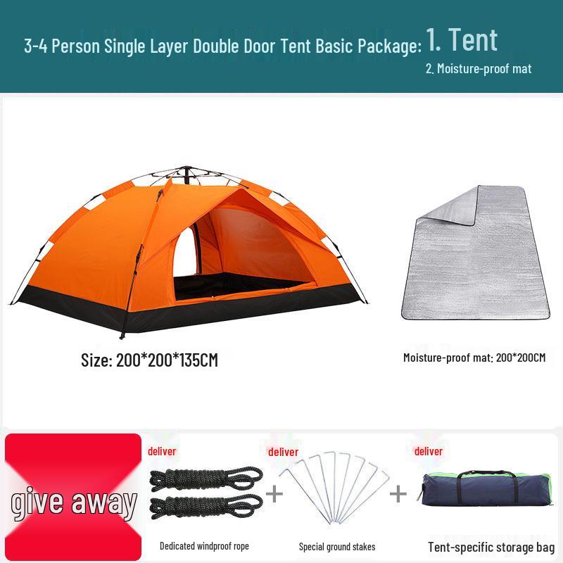 Double Person Automatic Tent: Thickened, Rainproof & Sun-Protective for Outdoor, Wild Camping or Beach Use