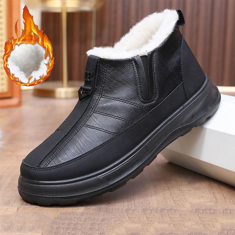 

Мужские повседневные утепленные зимние ботинки, легкие, теплые, мягкие, прочные, мужские, простые, удобные, универсальные, на плоской подошве, для зимы 44 чёрный