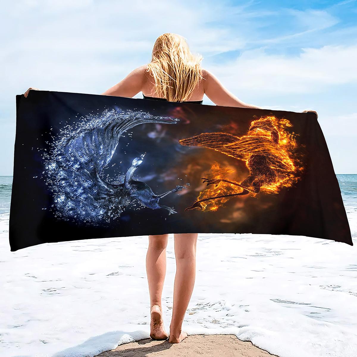 

Ice and Fire Microfiber Beach Towels Oversized Quick Dry Bath Towel Oversized Terry Beach Towel Soft Extra Large Pool Swim Towel W30*H60(CM)