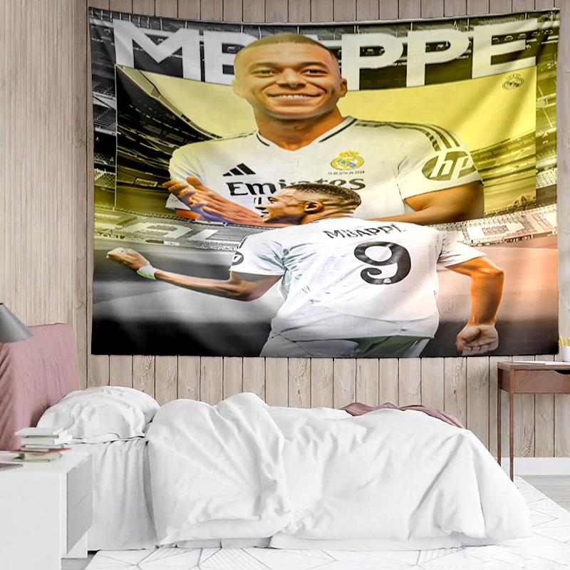 Kylian Mbappé Tapestry for Bedroom Aesthetic Classroom Tapestries Wall Hanging for Living Room Dorm Office,Ideal Creative Gift