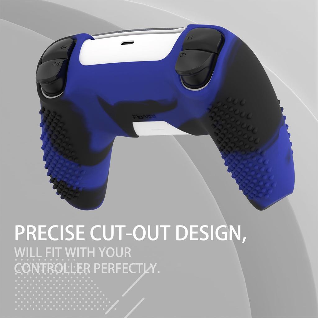 Protective Cover for PlayVital Ps5 Improved Silicone Cover Compatible with Charging 12 Thumb Grip Caps and 4 Stickers 3D Stud and Shockproof