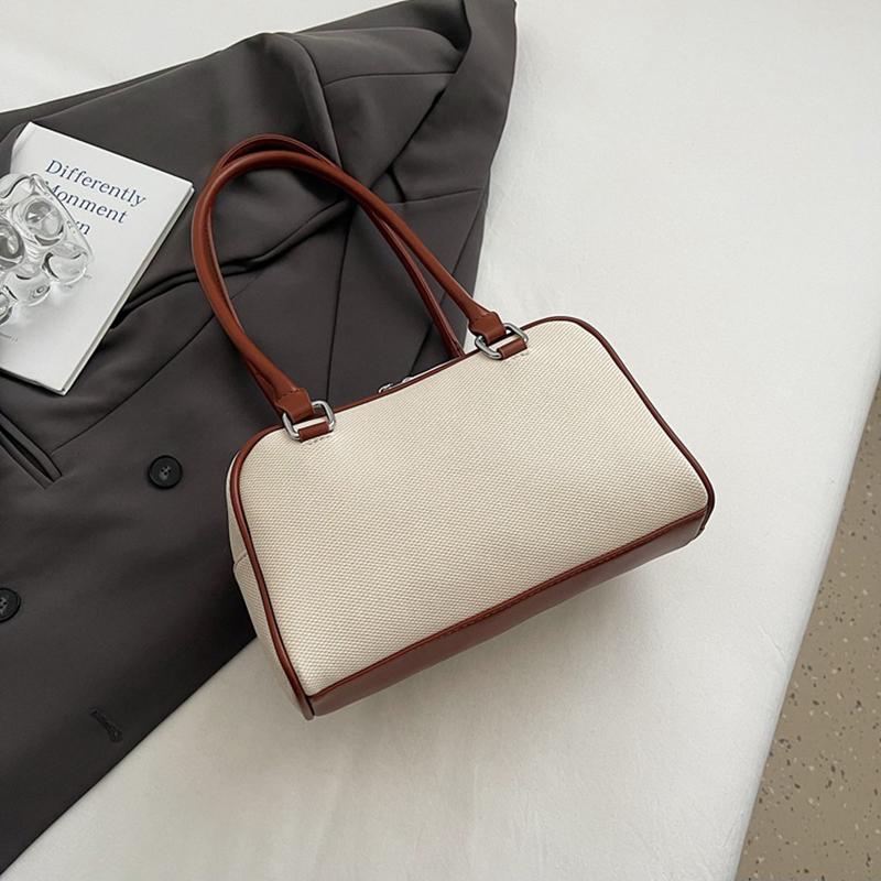 Retro Pillow Bag Merging Bowling Shape Stylish Handheld Shoulder Bag for Work & Commuting Women Underarm Bags