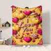 1Pc Love Hearts Celebration Flannel Blanket, Soft And Comfortable, Casual Warm, Camping Travel, Christmas, Halloween Xmas Gift. G110