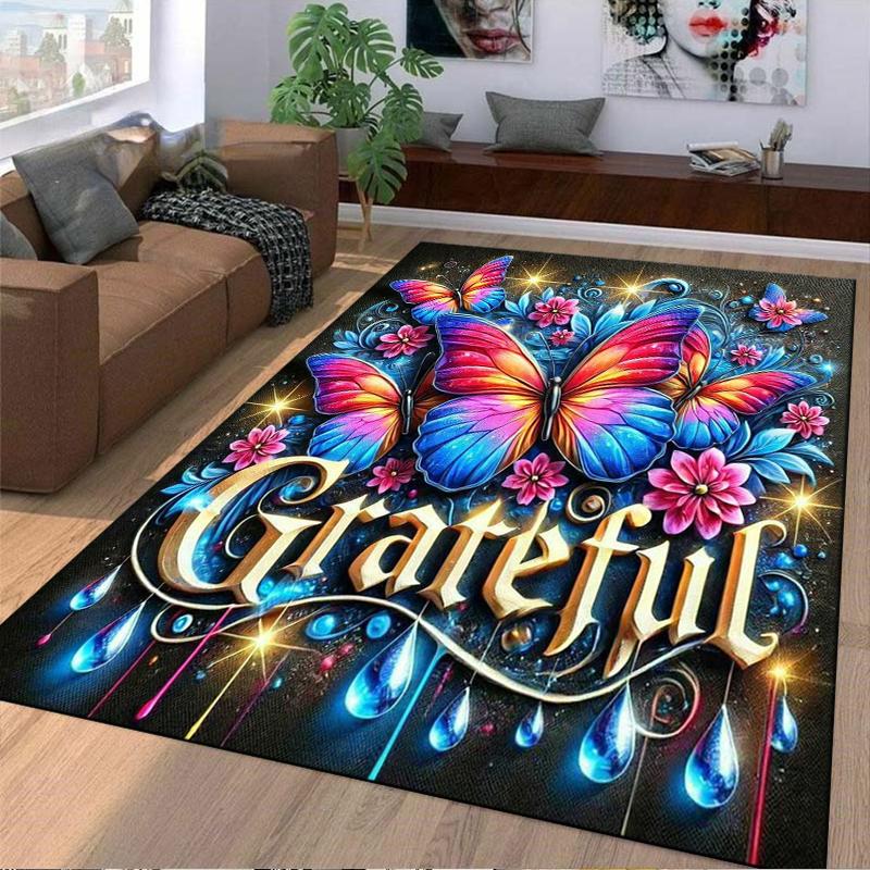 Grateful Butterfly Floral carpet Non-slip rug suitable for living room and bedroom sofas